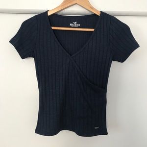 Navy Wrap Knit Tee